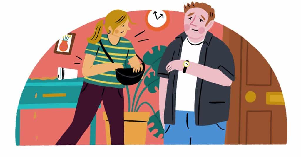 Illustration of a couple where one has ADHD