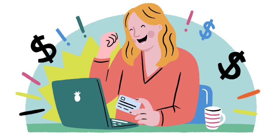 Woman spending money impulsively