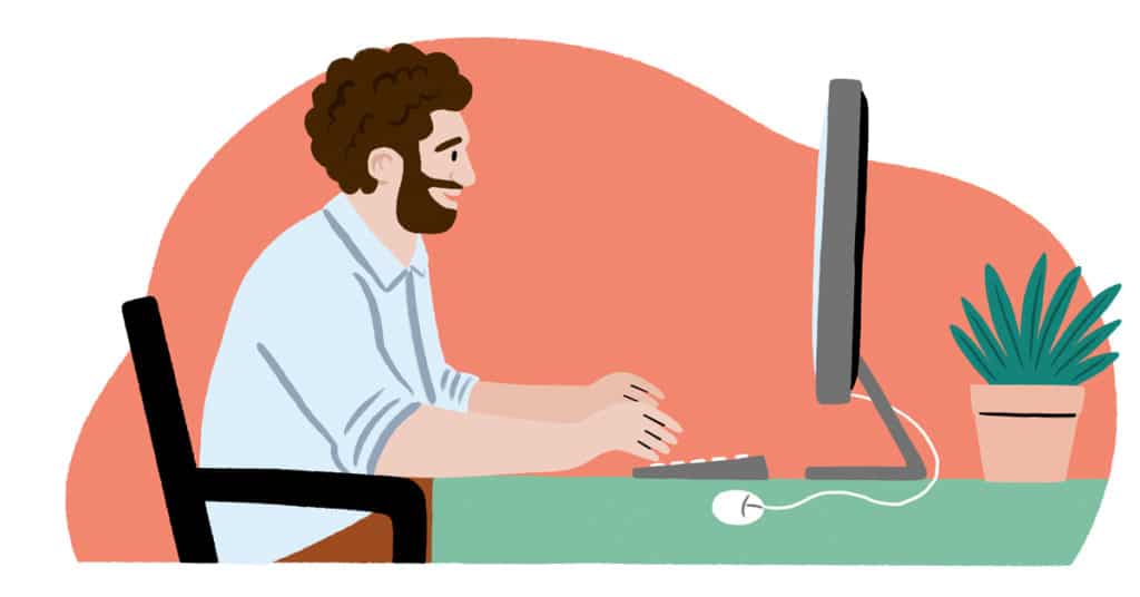 Millennial Man working on computer